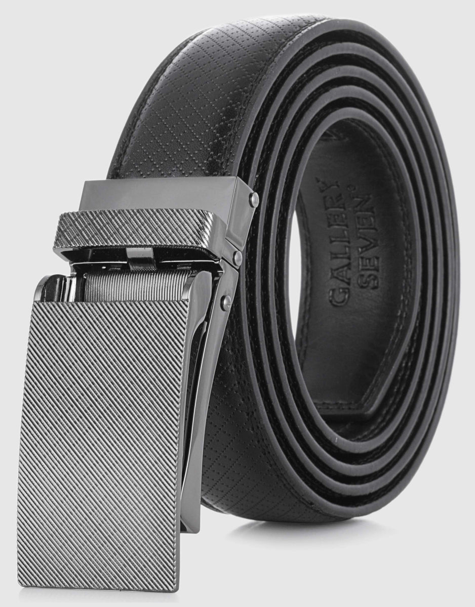 Gallery Seven Men's Genuine Leather Ratchet Dress Belt - Black