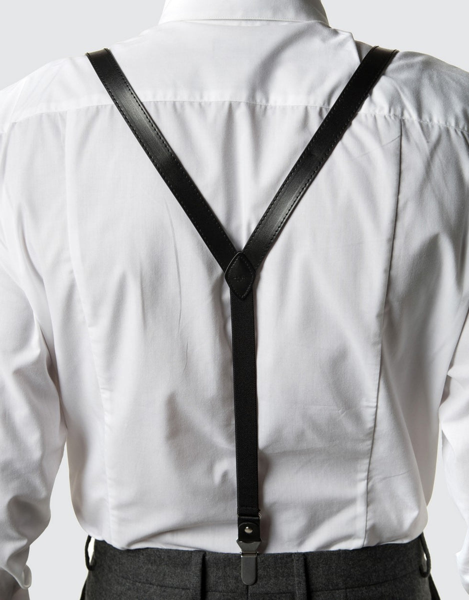 Suede Y-Back Suspenders Bow Tie Set-Umber– Mio Marino