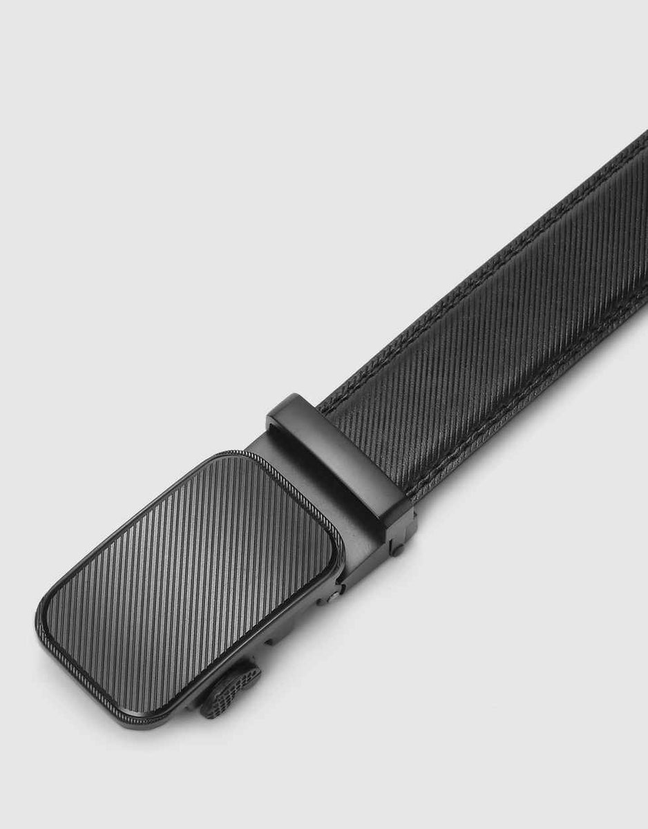 Mio Marino  Men's Indented Designed Ratchet Belt - Deep Charcoal