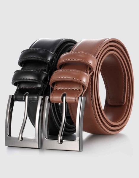 Dual Ring Leather Classic Prong Belt-Deep Charcoal & Amber– Mio Marino