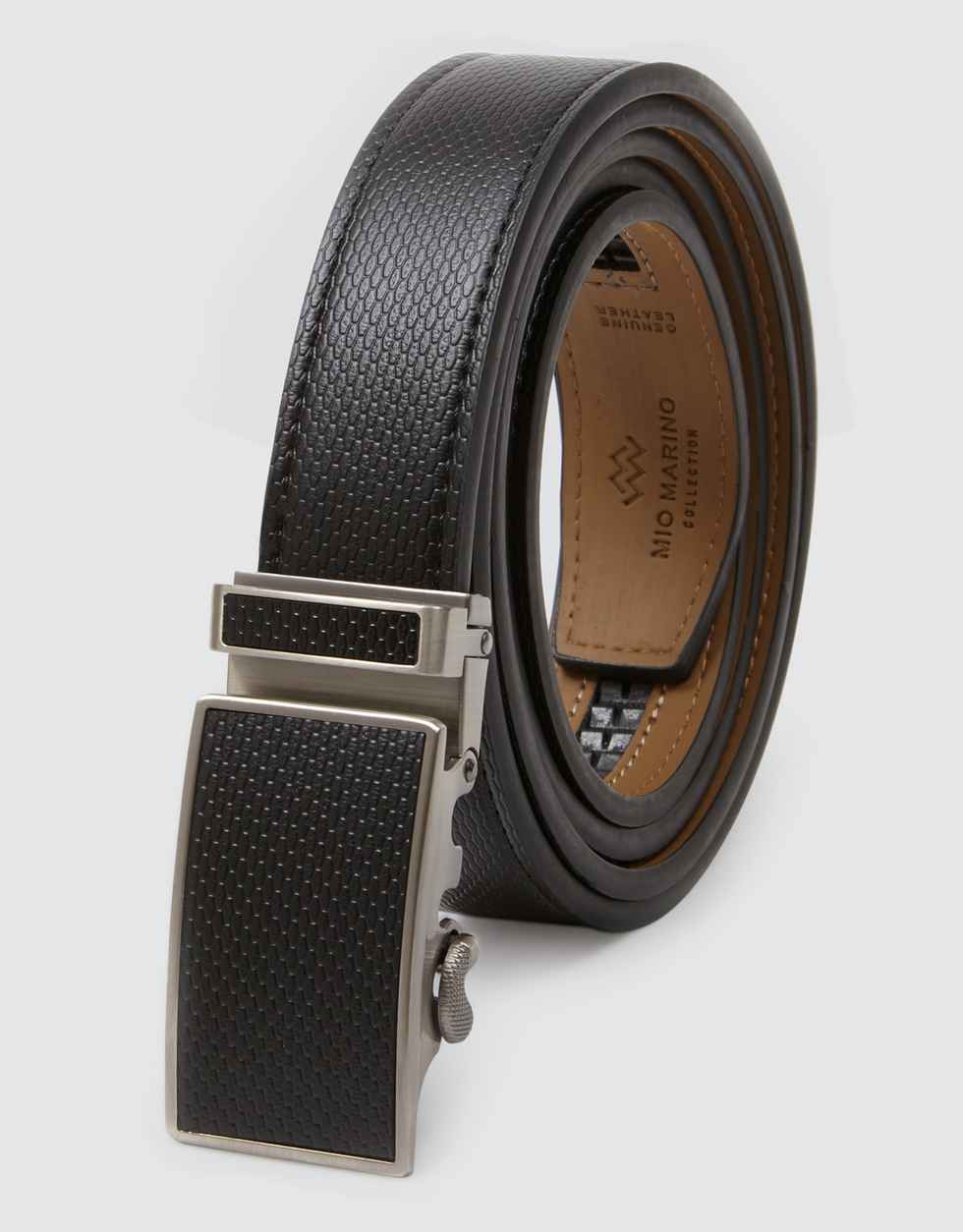 Men's Leather Ratchet Dress Adjustable Belt with Automatic Buckle