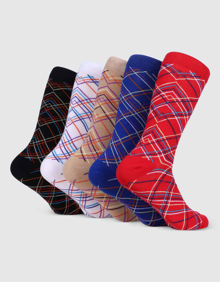 Criss Cross Streak Crew Socks 5 Pack-Criss Cross Streak– Mio Marino