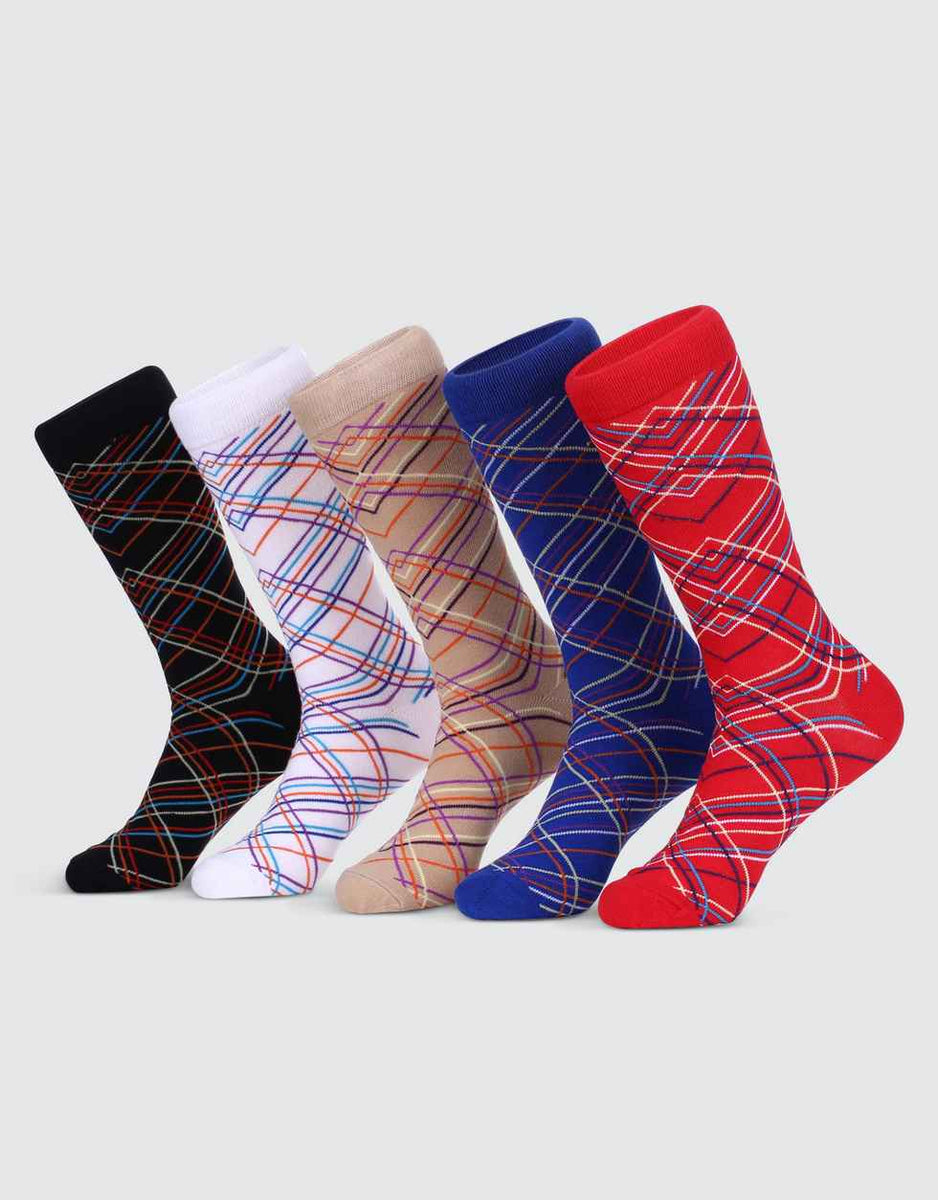 Criss Cross Streak Crew Socks 5 Pack-Criss Cross Streak– Mio Marino